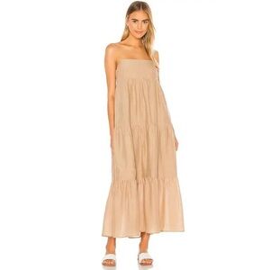 L’acadamie M tan Kiyama tiered maxi dress